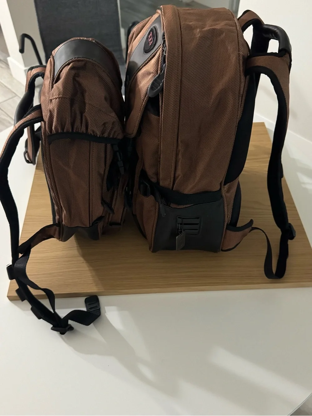 Tumi Men's Brown Nylon Backpack Duo with Black Trim